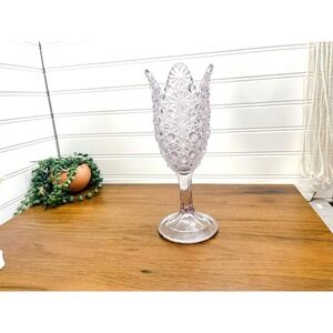Vintage Elson Glass Daisy and Button Vase - Early American Pressed Glass